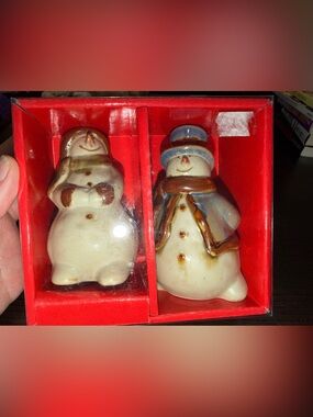 jcpenney Ceramic Snowman salt and pepper shakers‎ Holiday Figurines Christmas